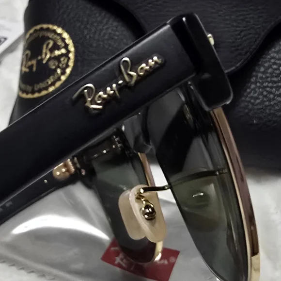 RAY-BAN RB4175 Clubmaster Overized Square Sunglasses. Black/Gold - Picture 6 of 6